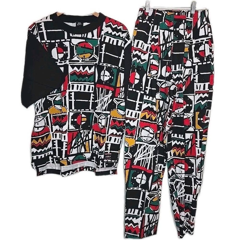 vintage 90's Nike x Air‎ Jordan Peace Urban Jungle aop shirt & pants set Med